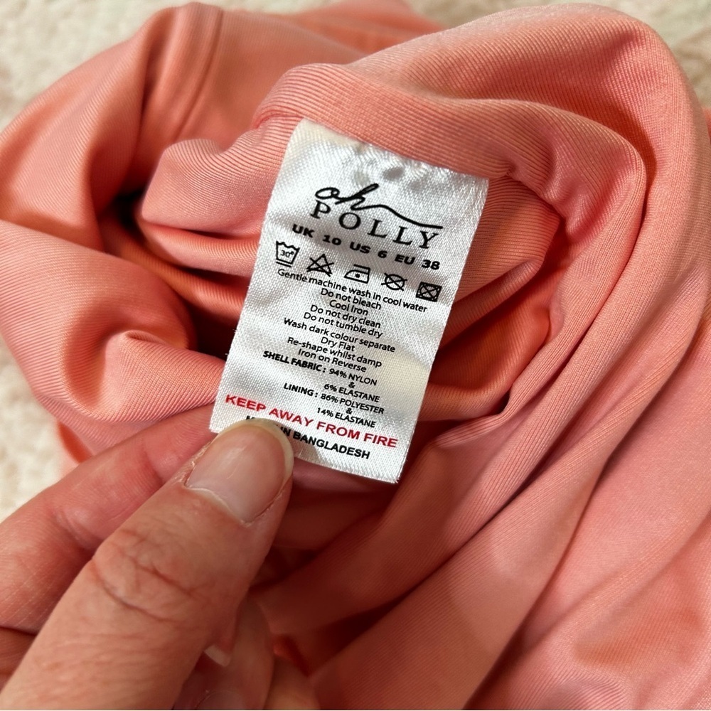 NWT Oh Polly Mesh Mini‎ Dress Size US6 Clubbing Strappy Back Peach Love Island - Picture 5 of 13